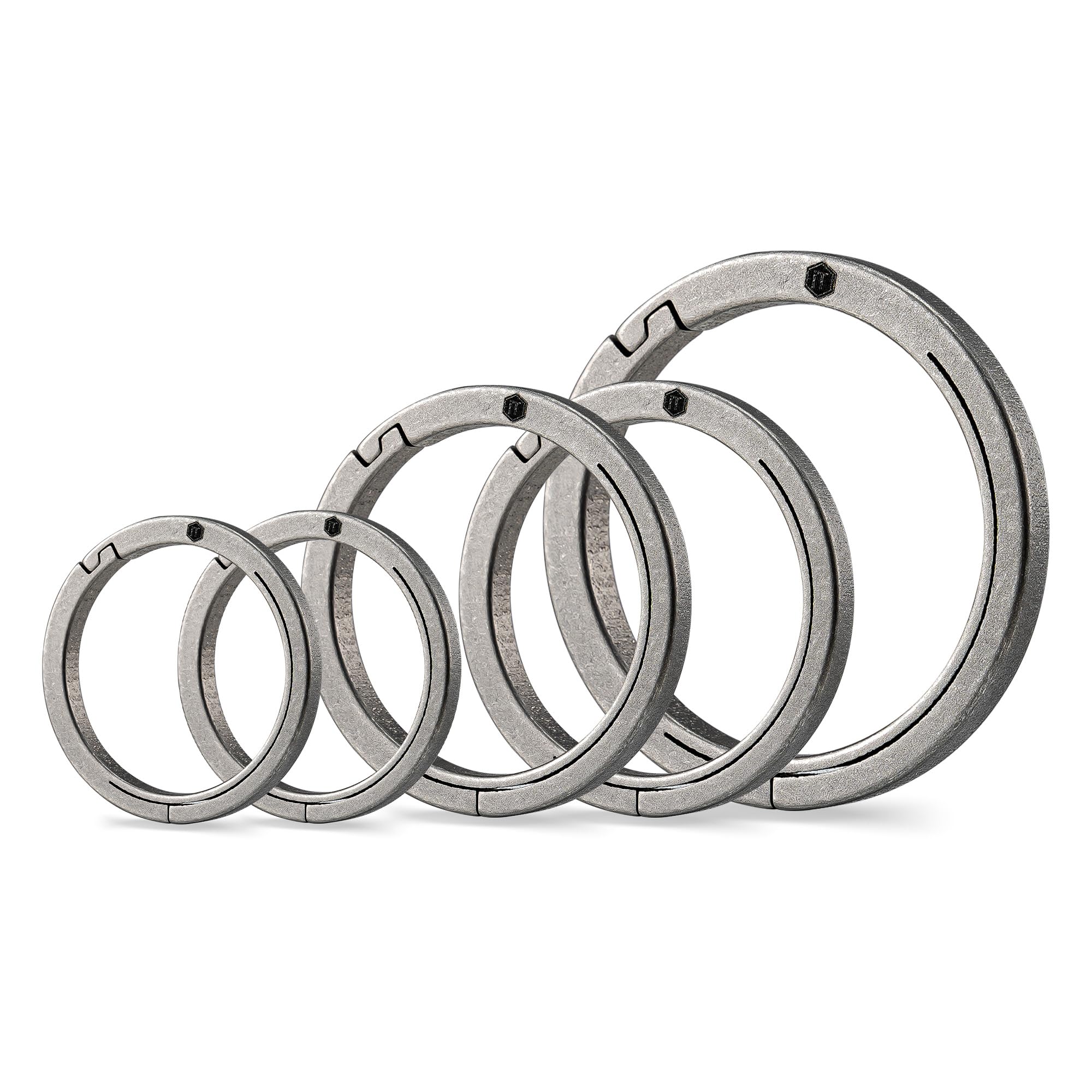Keyunity Unisex Ka28 (1L+2M+2S) Titanium Quick Release Key Ring With Side Pushing Design, Round Carabiner Clip For Car & Home Keys