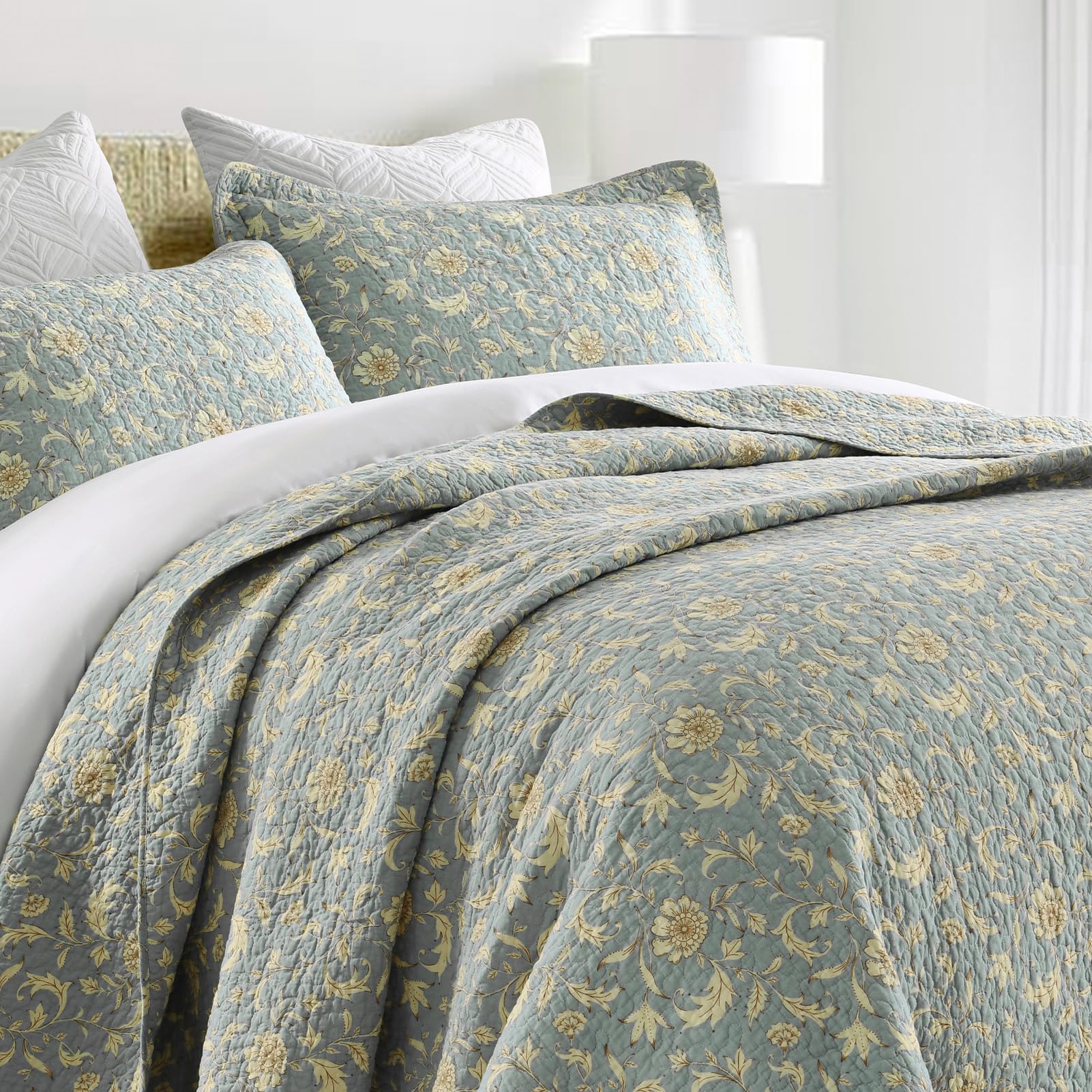 Juego de ropa de cama reversible de 3 piezas Finlonte de algodón floral