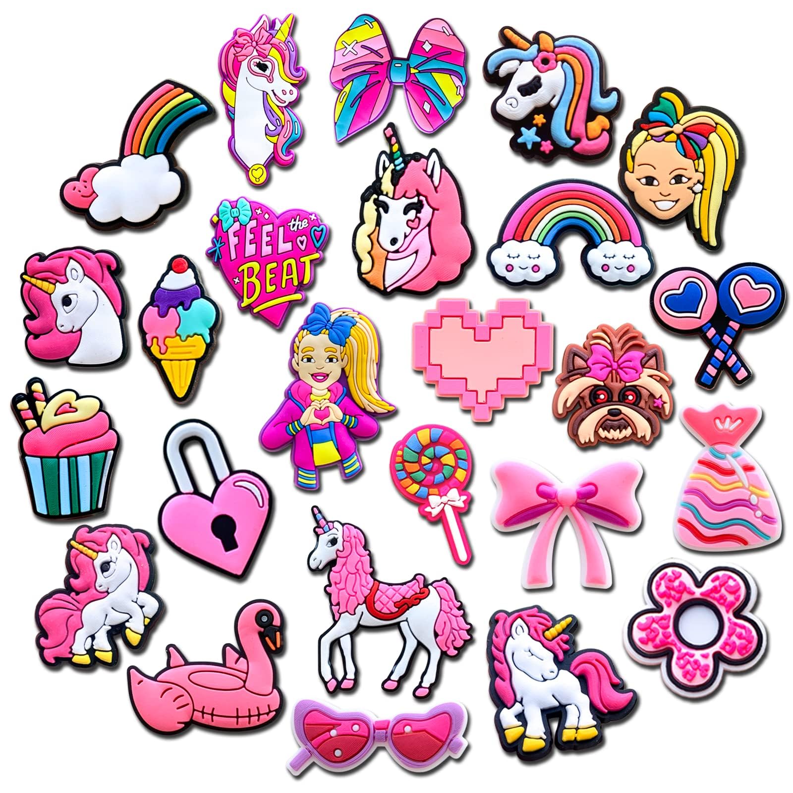 SINSED25PCS Pink Shoe Charms for Clog Sandals Decoration, Shoes Decoration Accessories for Girls Women Kids Party Favor Gifts