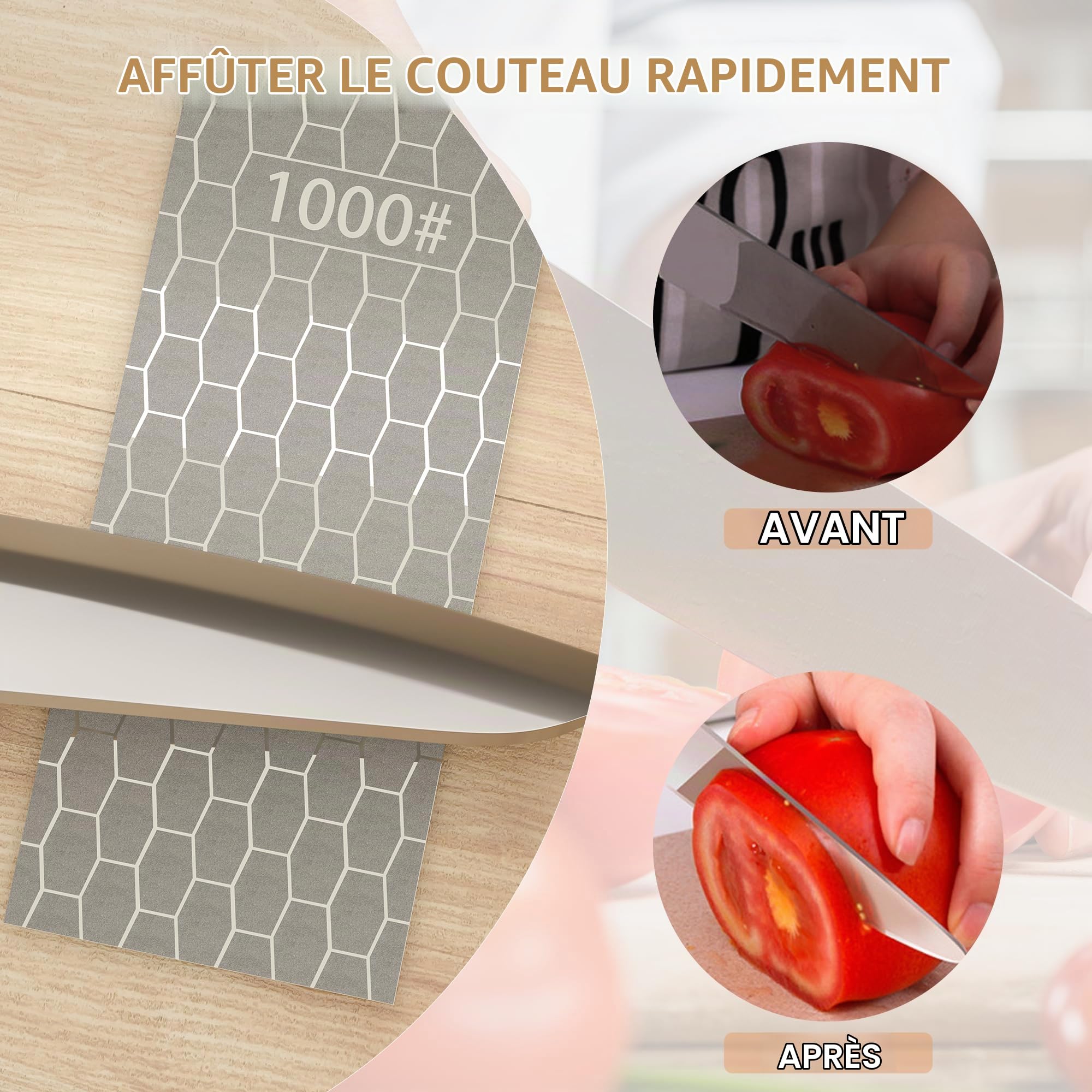 CWOVRS 5 PCS Pierres à Aiguiser Diamant, Panneau Pierre Aiguiseuse avec surface en nid d'Abeille avec Base Antidérapante pour Ciseaux Couteux Outils, de Rugueux à Ultra - Fin 200/400/600/1000/2000#