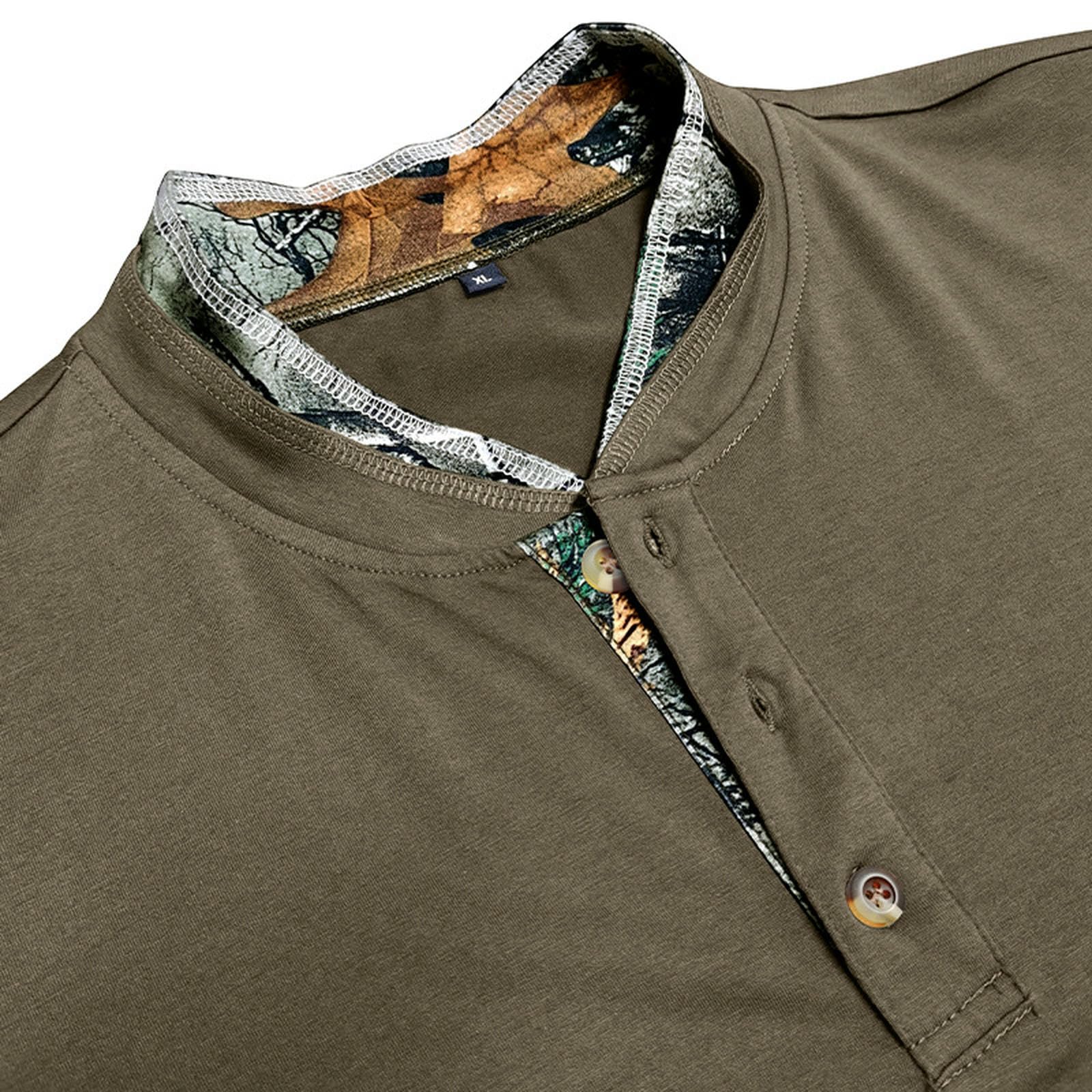 Herren T-Shirt Herbst- Und Winter-Herren-t-Shirts Langarm Henley-Hemden Herren-Doppelkragen T-Shirts Tops-schwarz-l