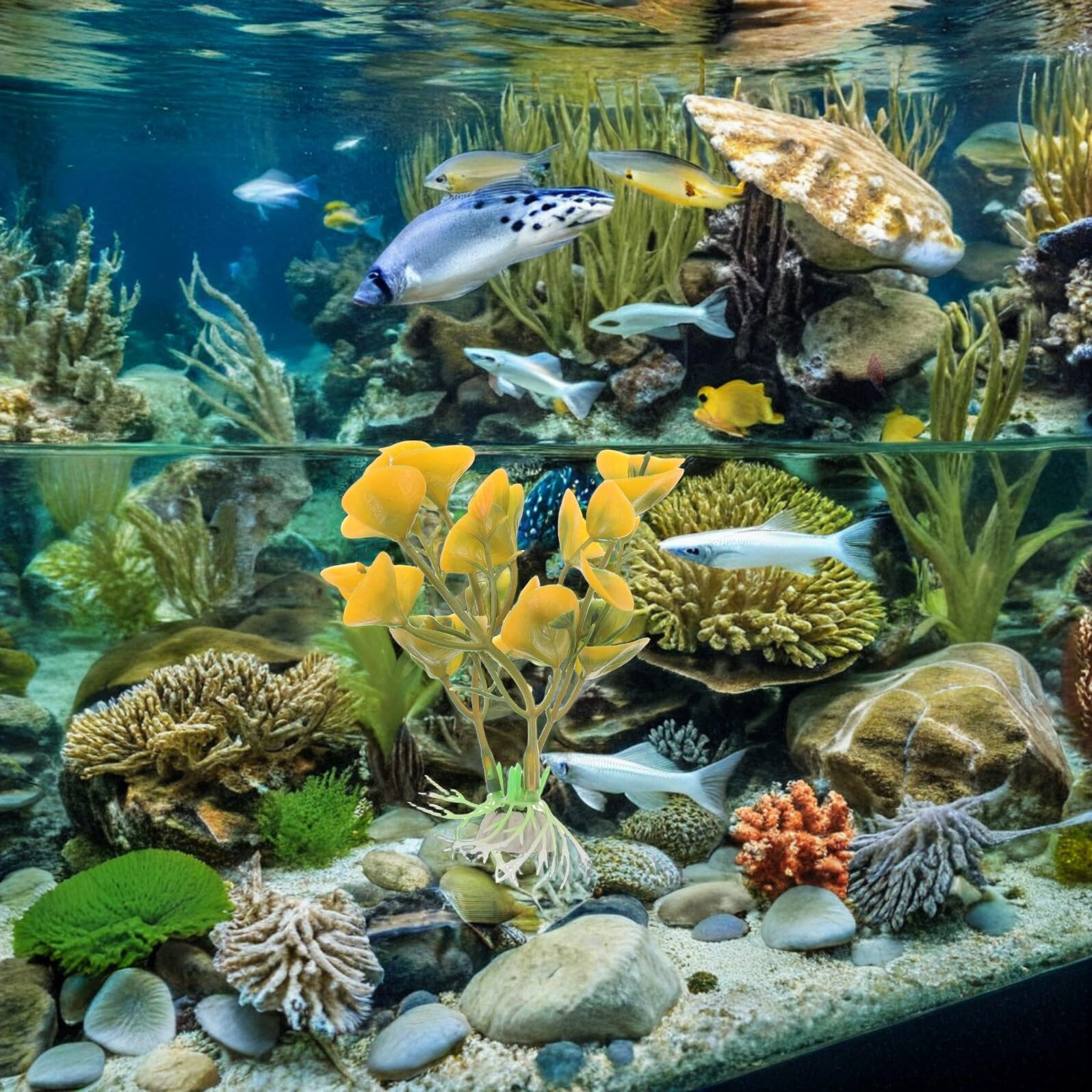 SEWACC Künstliche Aquarienpflanzen aus Kunststoff 50 Stück Realistische Wasserpflanzen Simulation für Süßwasser und Tisch Aquarien Langlebige Aquarium Dekoration