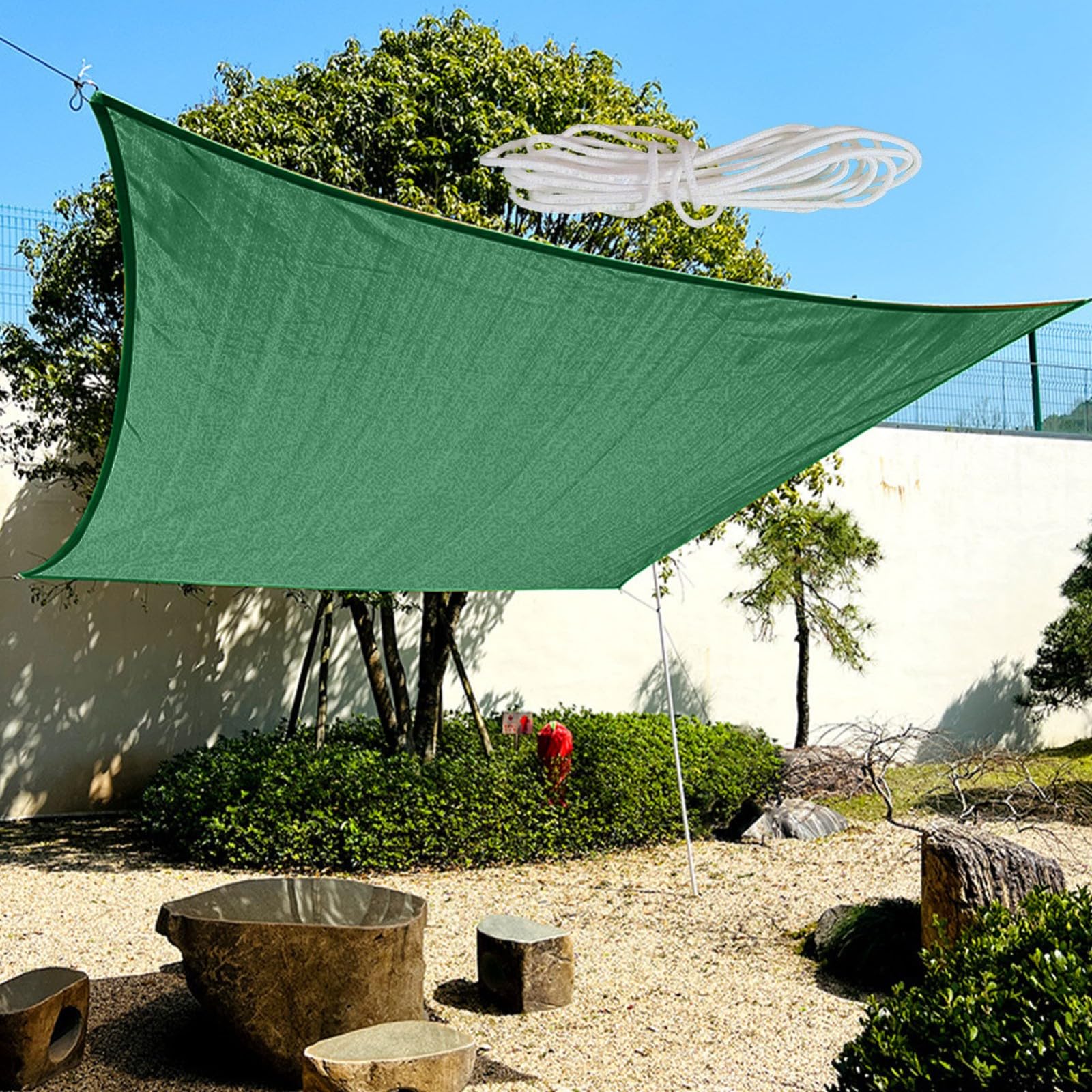 Rectangle Sun Shade Sails, HDPE Material High-Density Air Permeable Curved Shade Cloth for Outdoor Patio Garden Backyard(Green,3x3m)