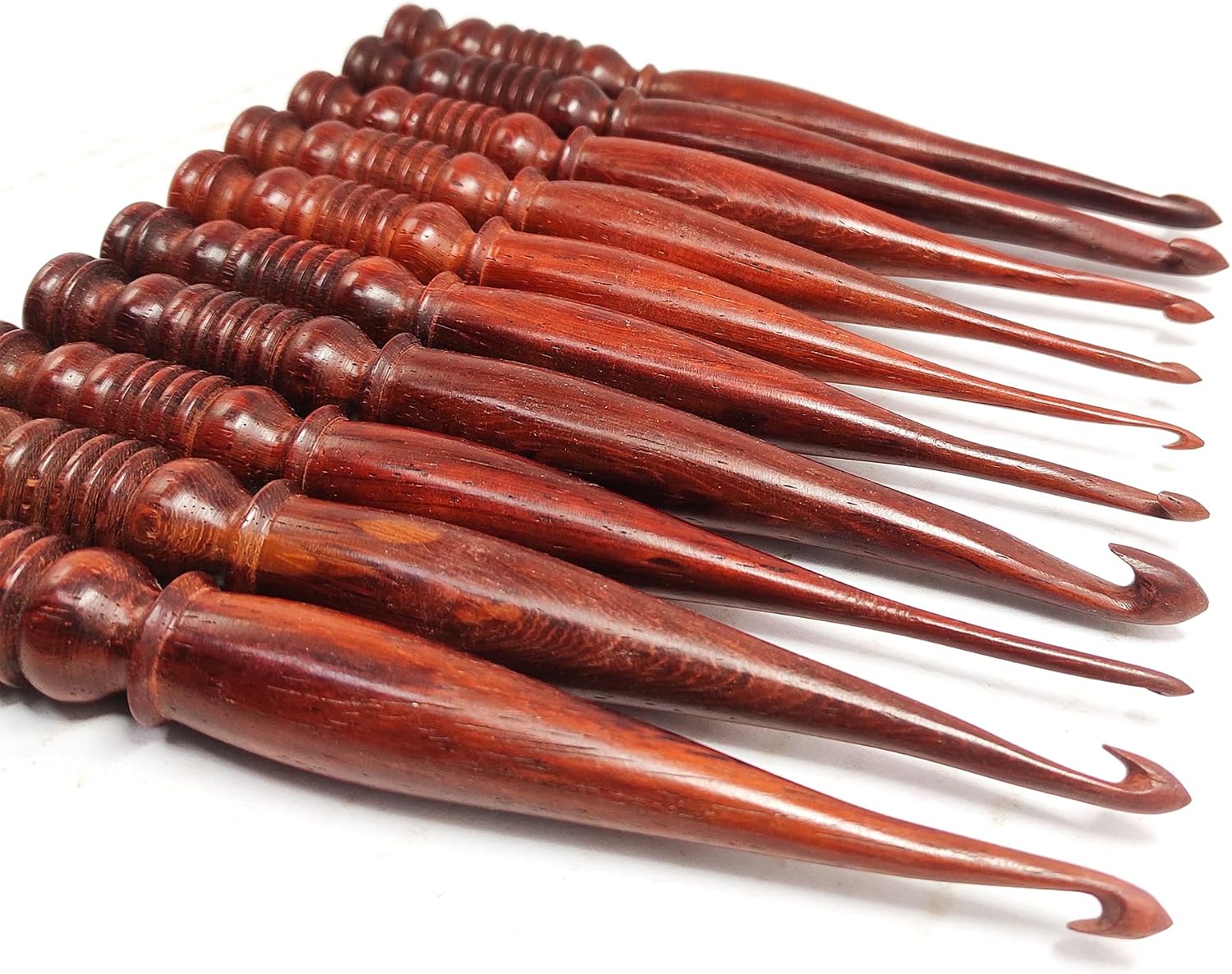 Red Wood Crochet Set of 10 Natural Beautiful for Wool Knitting Unique Design Comfortable Crochet Hook Handcrafted Knitting Needles Weave Yarn Craft by A.F. Luxury Handicraft