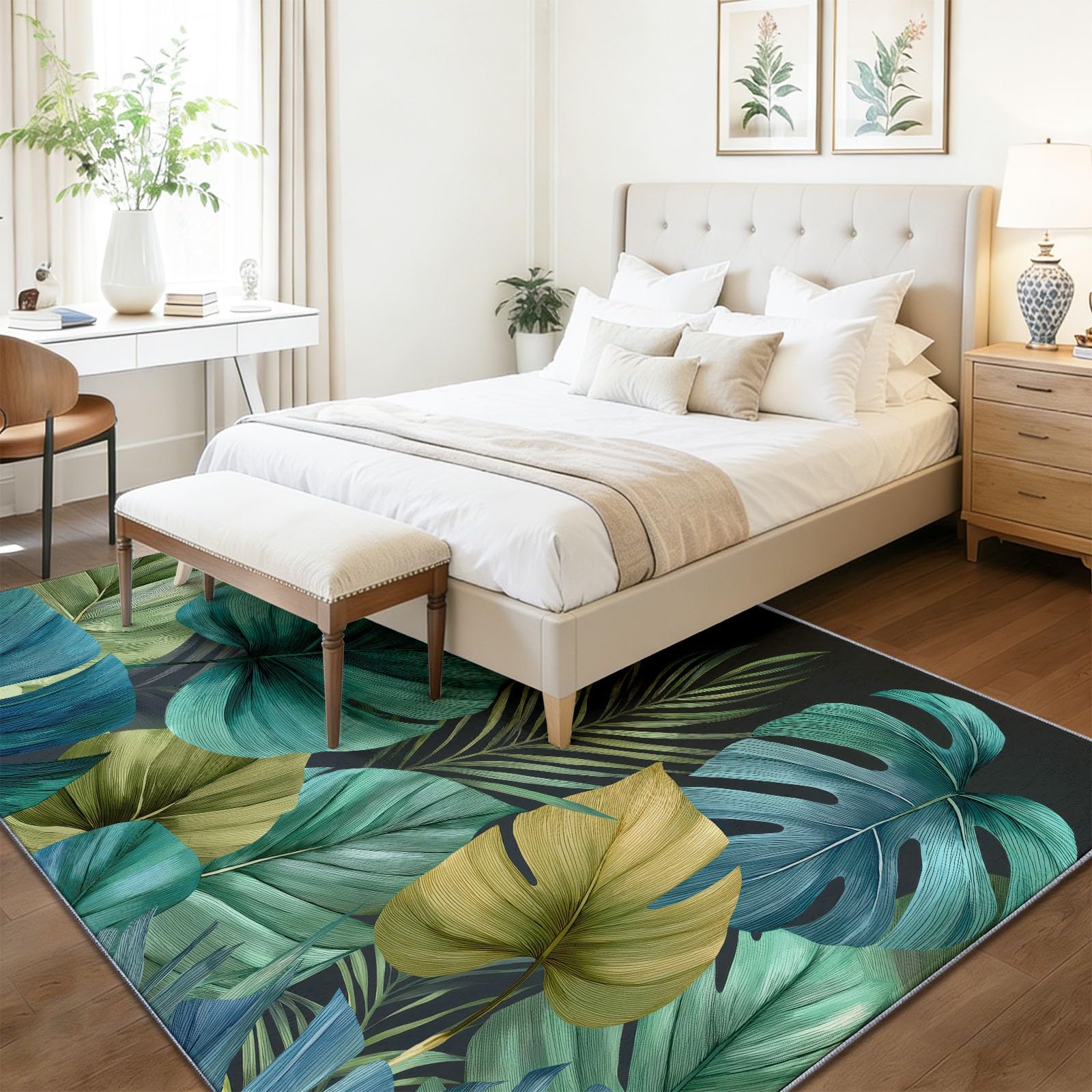 Antidérapant Lavable Tapis Salon Bohème Aquarelle 140 x 200 cm