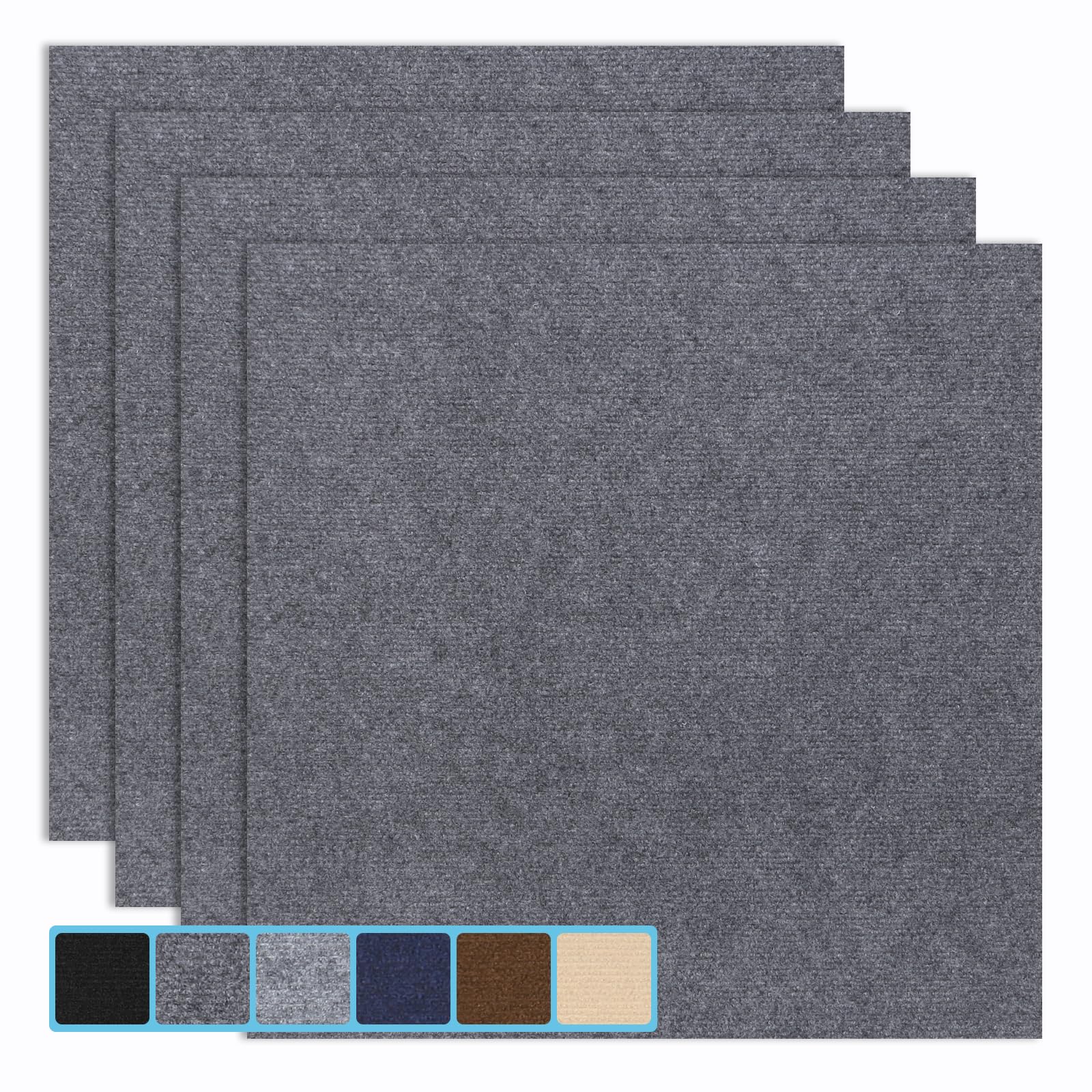 Peel Stick Carpet Tiles 12x12 Inch - Premium Self-Adhesive Floor Squares with Soft Padding - 10 Tiles 10