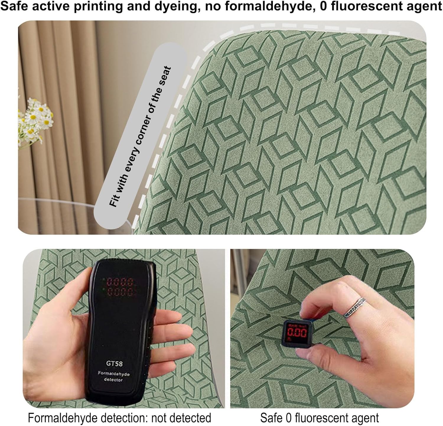 High Back Dining Chair Covers Soft Stretch Slipcover Armless Curved Dining Chairs Covers for Kitchen Party Decor,Light Green,2pcs