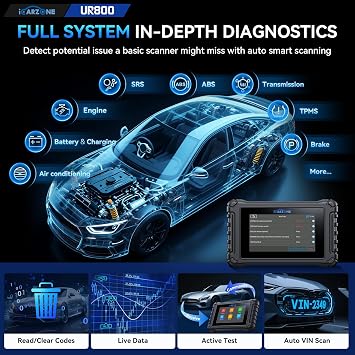 UR800 Bidirectional Scan Tool for Most Cars Full System Diagnostic Scan Tool 50 Resets All Active Test Car OBD2 Scanner TCM/ECM/Crank Relearn CAN FD AutoVIN 4-in-1 PIDs ECU Coding Free Update