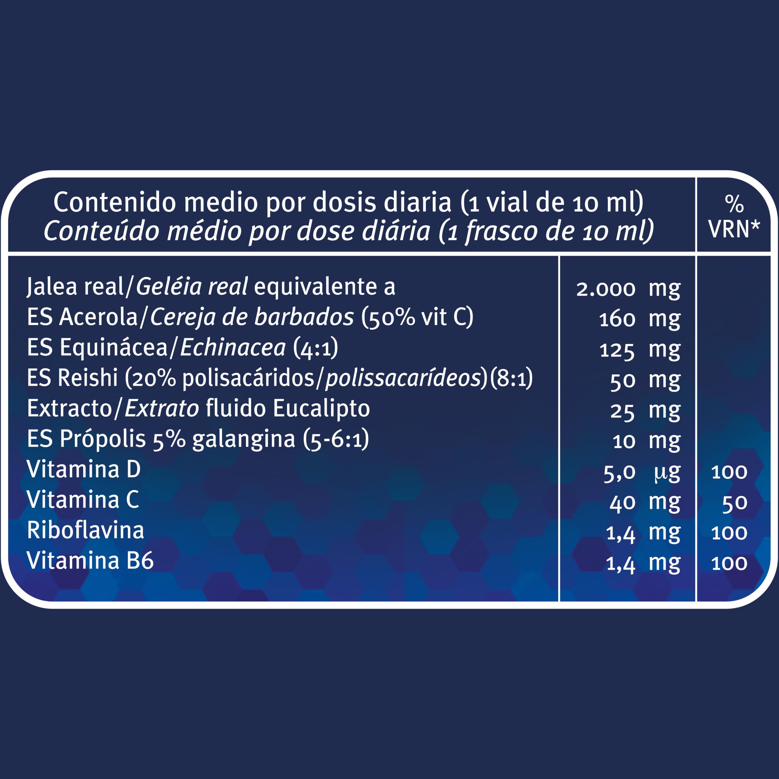 Royal Vit, Jalea Real 2000mg Mega Total Inmunidad, con 2000mg de Jalea Real, Reishi, Própolis y Equinácea que ayuda a las defensas naturales del organismo, Formato mensual - 30 viales