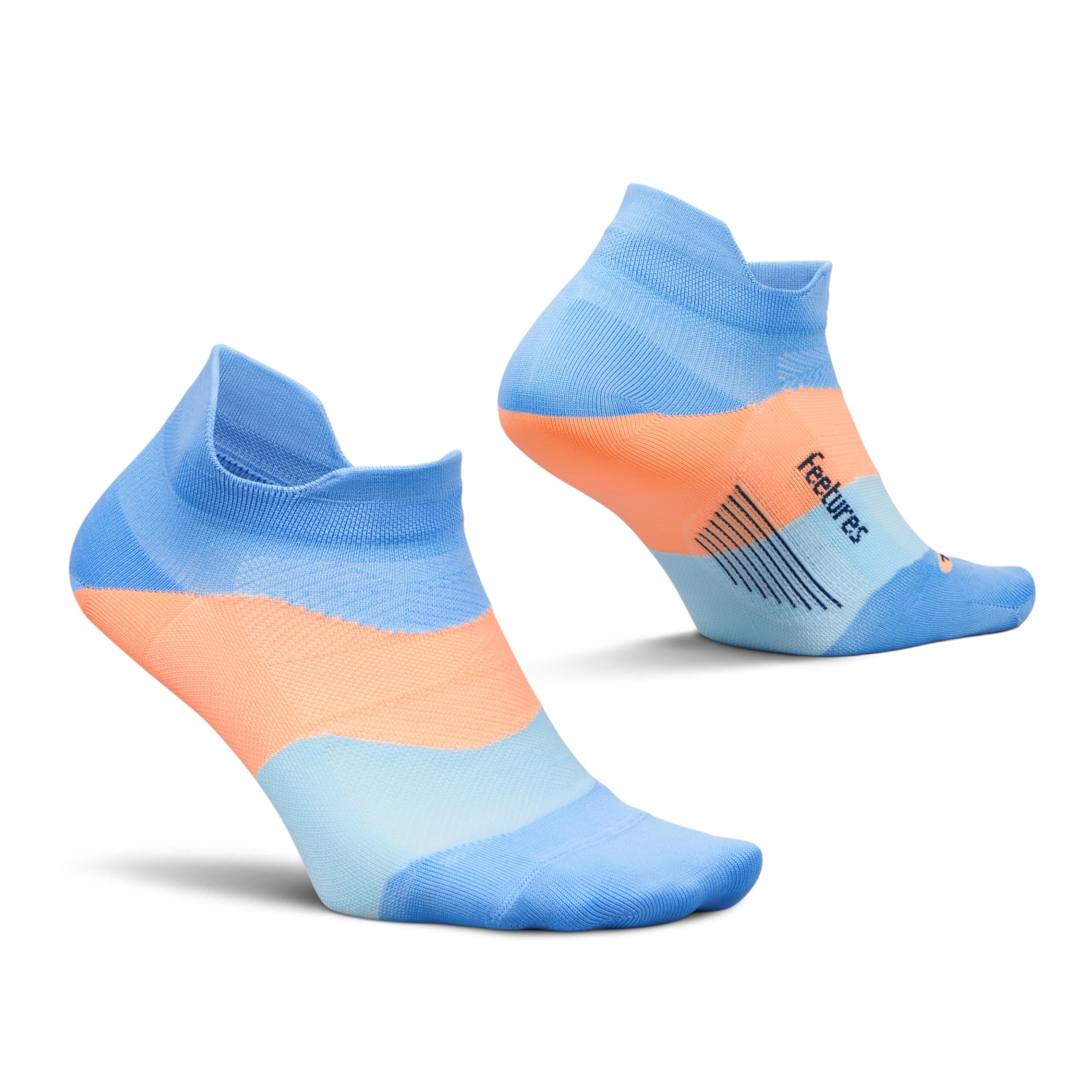 Feetures Women's Blue Burst Elite Ultra Light Cushion No Show Tab - Targeted Compression Athletic Socks - (1 Pair), Xl