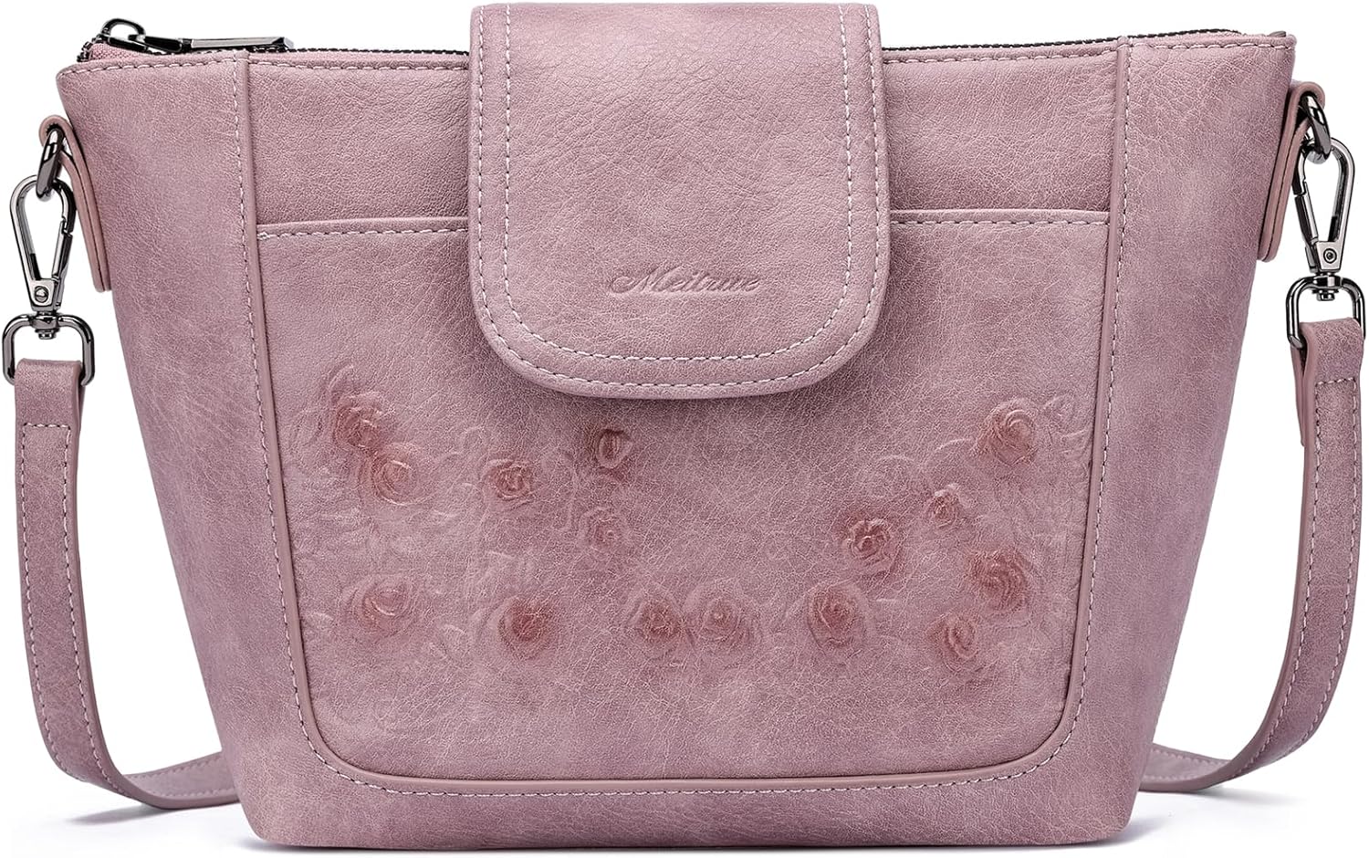 MEITRUE Crossbody Bags for Women Vegan Leather Multi-Pockets Purses Vintage Ladies Small Shoulder Bag