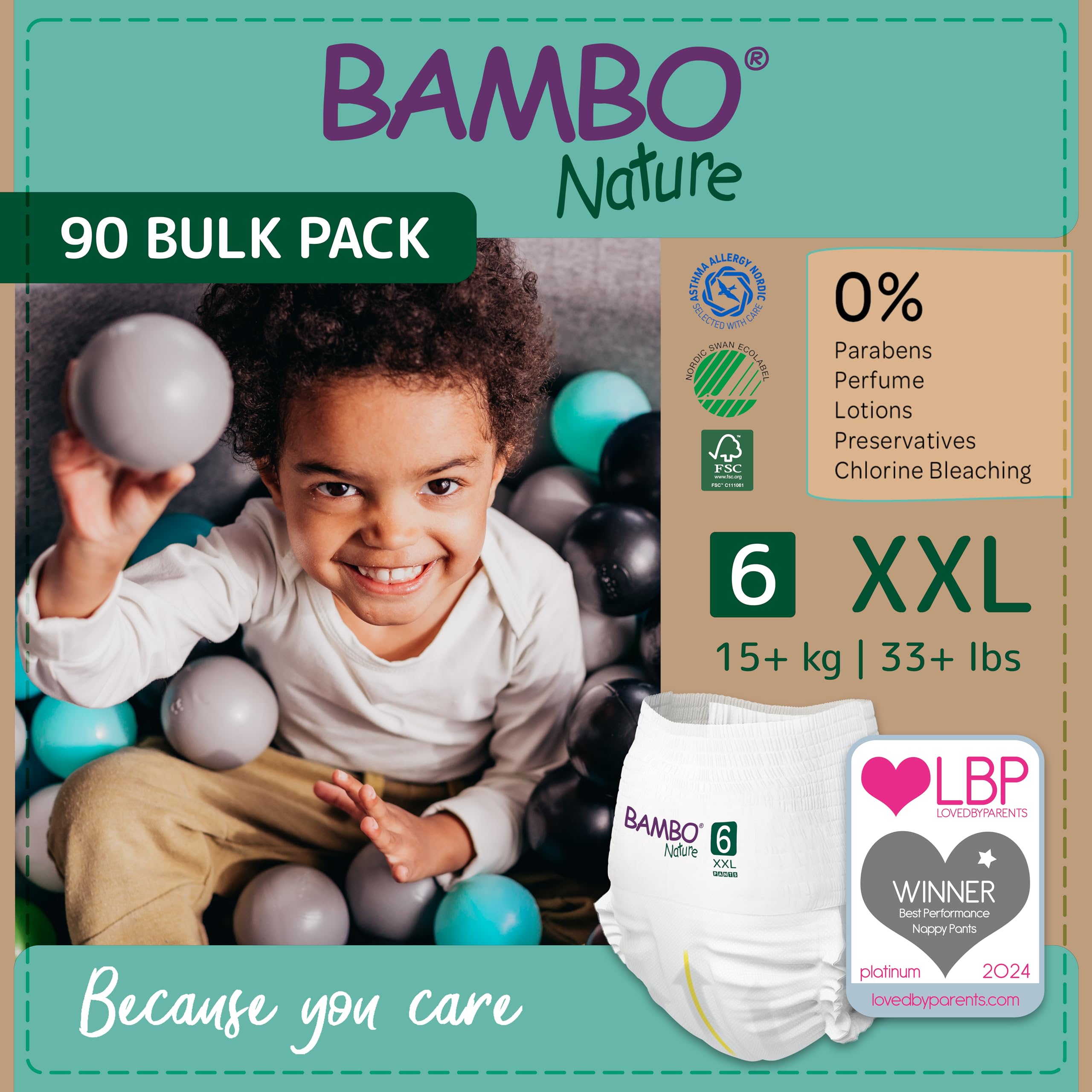 Bambo Nature Lot de 90 culottes d'apprentissage de la propreté de qualité supérieure, taille 6 (15 + kg), XXL, culottes d'apprentissage de la propreté, sécurisées, confortables, discrètes pour une
