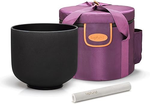 Miniatura 17 de TOPFUND - Cuenco de cristal de 8 pulgadas, afinado en la nota A# y de color violeta, para el chakra pineal, instrumento de meditación y sanación del