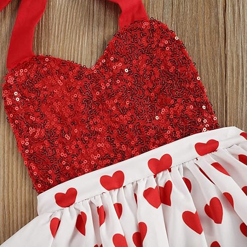 Miniatura 5 de Conjunto de ropa de 2 piezas para bebé recién nacida, para el día de San Valentín, manga con vuelo, estampado de corazón, tutú