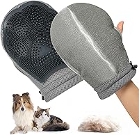 PUMYPOREITY 2-in-1 Pet Hair Removal Glove: Silicone Deshedding Brush & Electrostatic Fur Remover for Dogs, Cats, Furniture, Reusable Washable