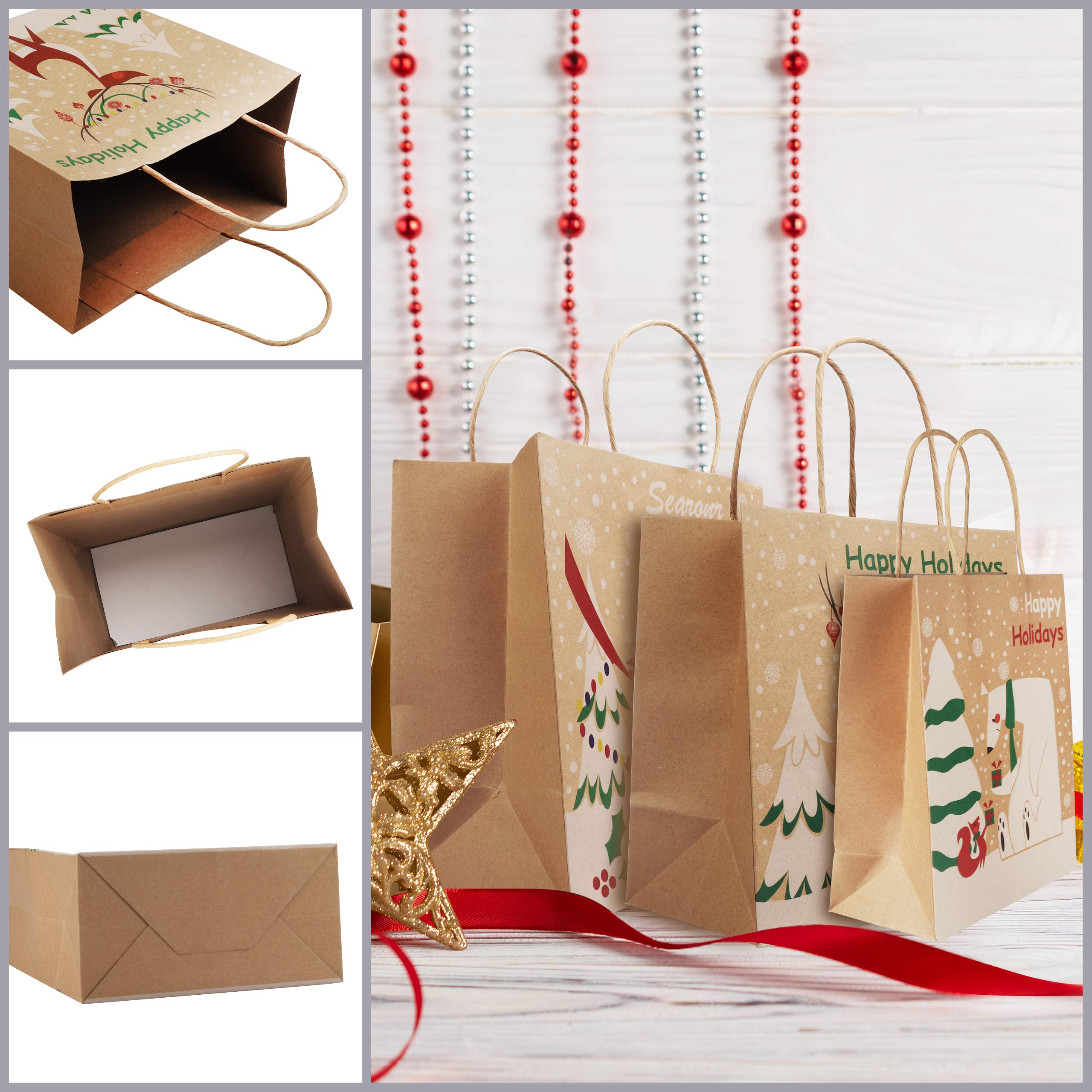 Sacchetti Di Carta BELLE VOUS 18pz Sacchetti Regalo Carta Kraft Sacchetti Carta Con Manici 3 Dimensioni (6pz Porta Confetti