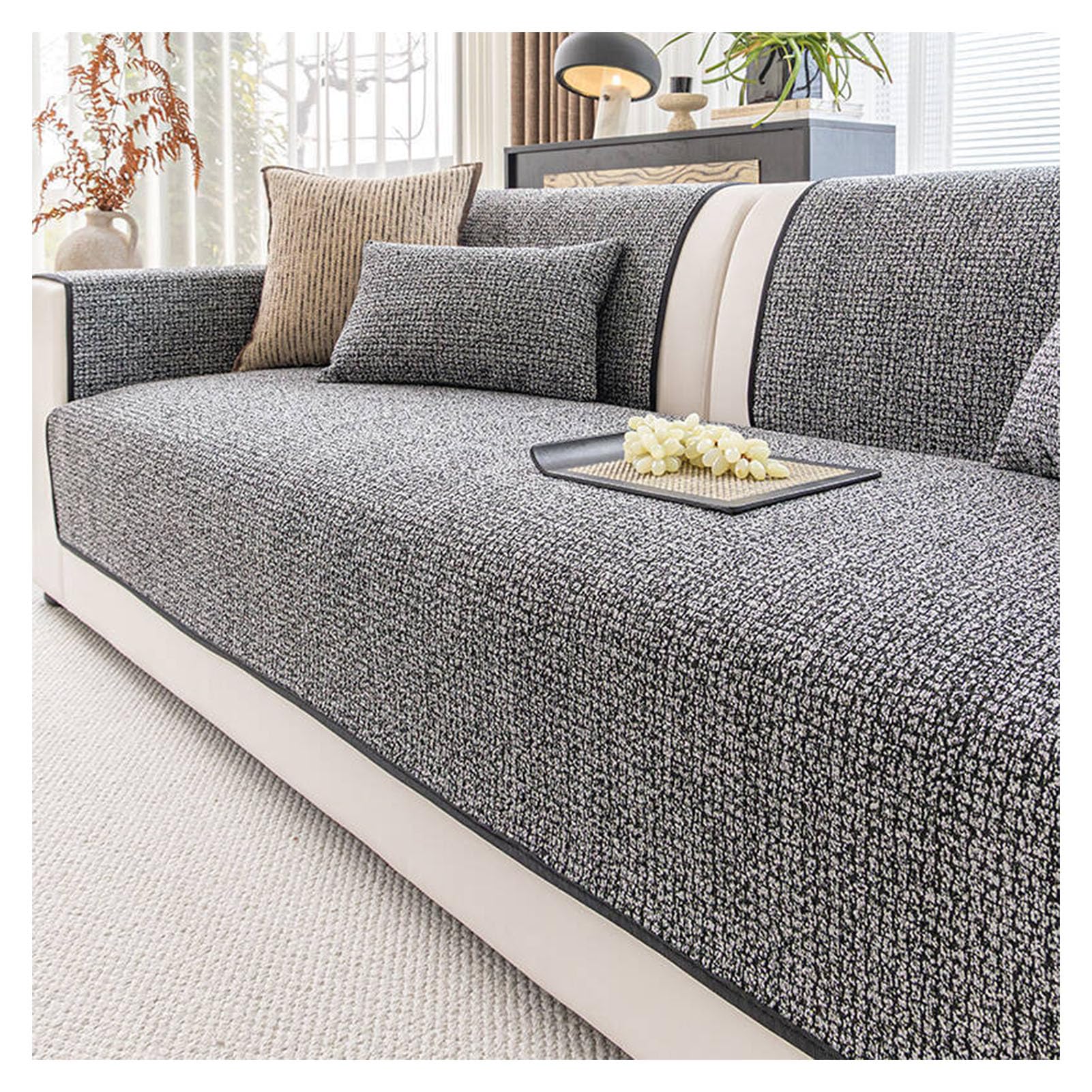 Sofabezug aus Chenille, weicher Couchschutz, rutschfest, moderner Möbelschonbezug, leicht, einfach zu installieren, solider Bezug für Wohn- und Innenmöbel
