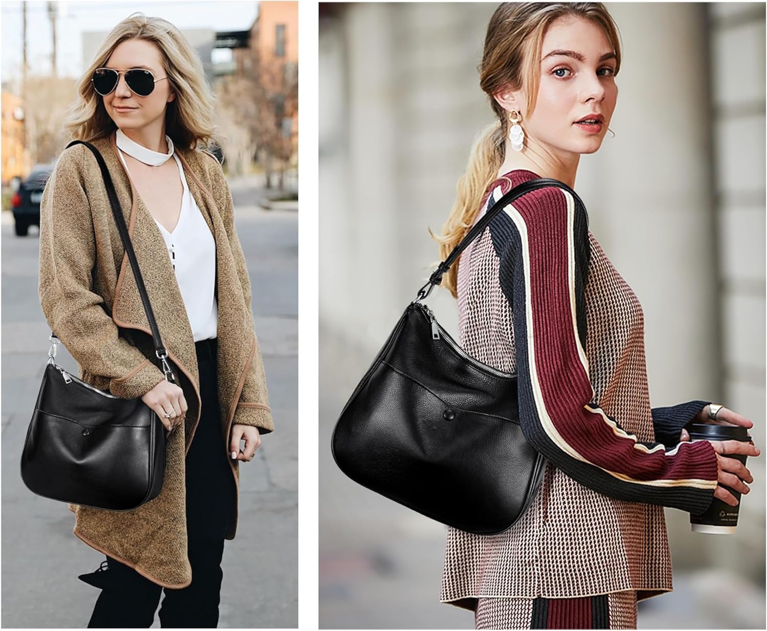 YALUXE Women’s Genuine Leather Shoulder Bag Trendy Handbag Purse