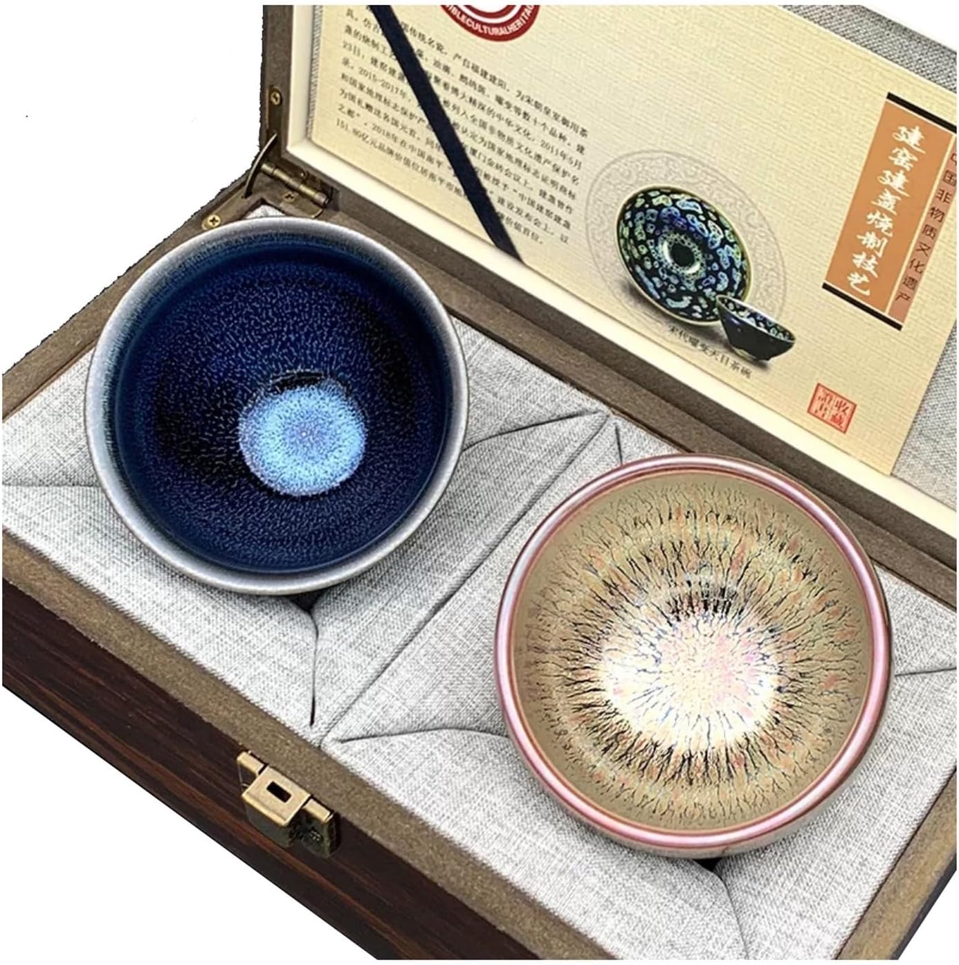 Set Of 2 Jianzhan Tea Cup, Teaware Tenmoku 120ml Chinese Ceramic Mug Handmade Unique Multi-use Porcelain Tea Bowl With Giftbox ﻿(#4)