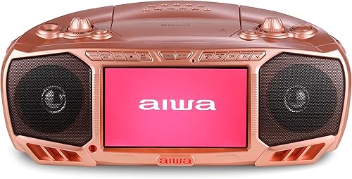 Vista 36 de Aiwa Boombox portátil, sonido cristalino con 3W x 2 altavoces y función de bajos, con una pantalla LCD de 7 pulgadas, conectividad Bluetooth, radio