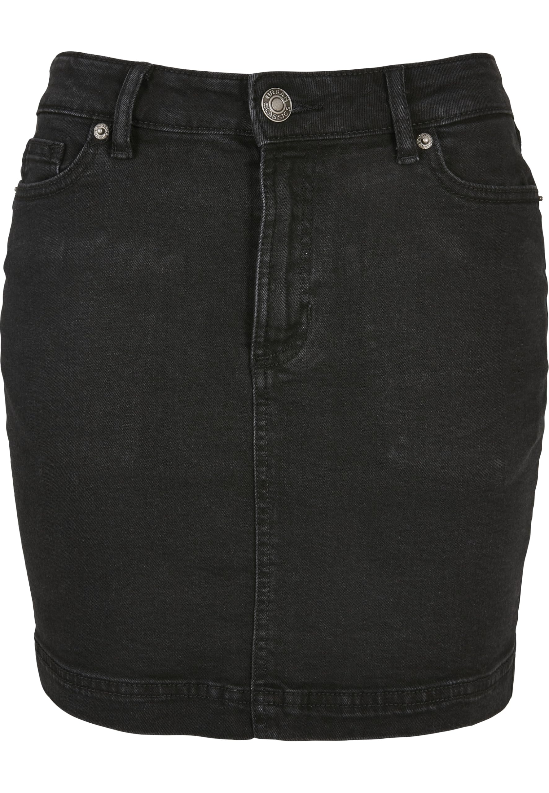 Urban Classics Women's Organic Stretch Denim Mini Skirt, Black Washed, UK 32