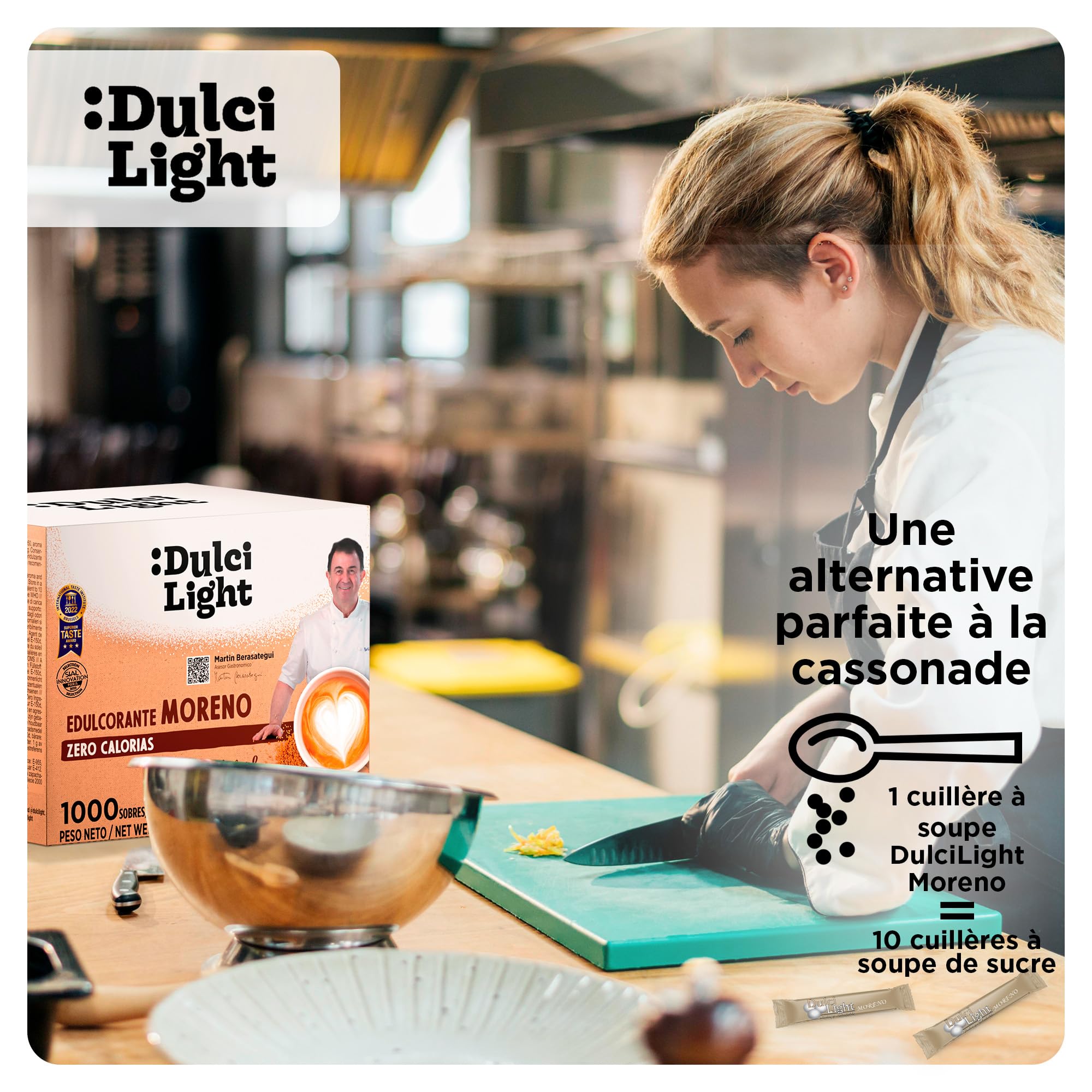 Dulcilight Édulcorant Roux Zero Calorie 1000 Buchettes 1g=10g de Sucre Brun Substitut de Sucre de Canne Muscovado Granulé aux Fibres 100% Saveur Naturelle No OGM Keto Sans Gluten Végétalien