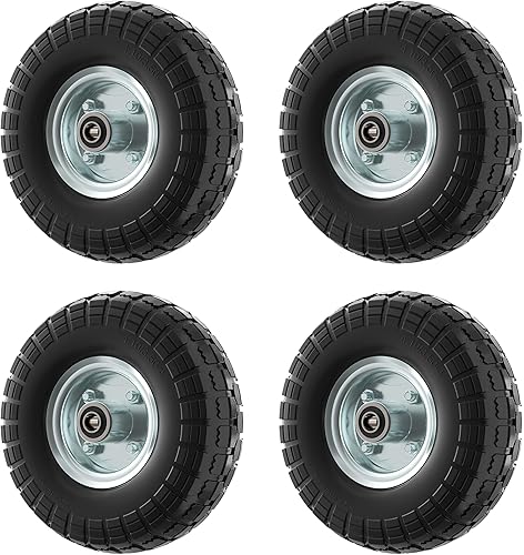 Houseables Rueda de carro, neumático 4.10/3.50-4, repuesto de neumáticos Gorilla Cart, goma sólida de 10 pulgadas, ruedas Gorilla Cart, sin planos,
