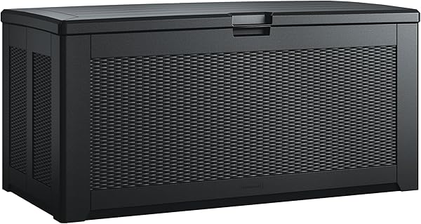Rubbermaid Extra Large Resin Outdoor Storage Deck Box (134 Gal), Weather Resistant, Black, Deck Organization for Home/Backyard/Pool Chemicals/Toys/Garden Tools/Porch/Patio Cushions