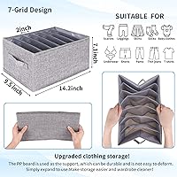 Vista 2 de Fixwal 4pcs Wardrobe Clothes Organizer with Board Closet Organizers and Storage 7 Grids Divider Organizers Washable Compartment Storage Bins for