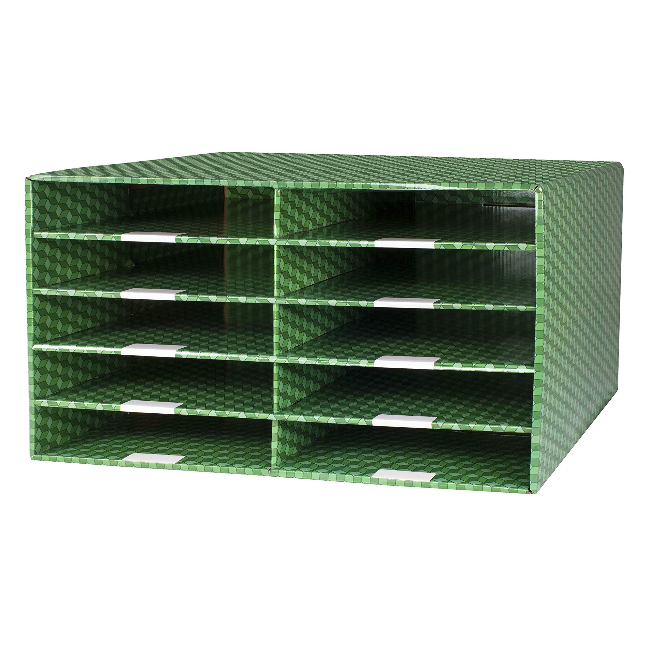 Photo 1 of Used *** Storex 10-Compartment Construction Paper Sorter, Plasticized Dry-Erase Surface, Green (80401U01C), 27 x 18.8 x 17 Inches, 10 Slots