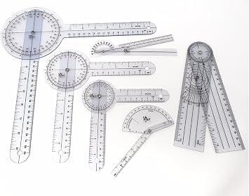 Set of 6 Piece Spinal Finger Goniometer Protractor Ruler 360 Degree 12 inch 8 inch 6 inch A2Z