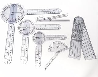 Set of 6 Piece Spinal Finger Goniometer Protractor Ruler 360 Degree 12 inch 8 inch 6 inch (A2Z)