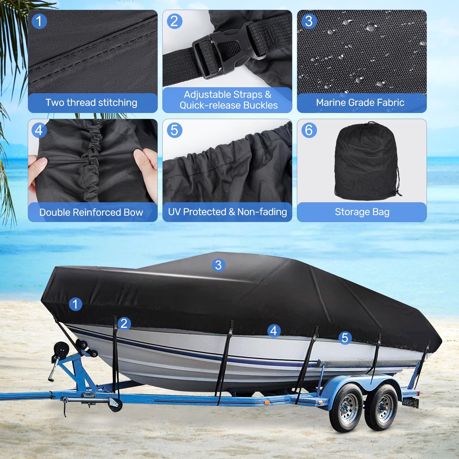 Bootsplane Wasserdicht für Bayliner VR5 2016-2026 | Trailerbare Bootsabdeckung, Abdeckplanen für Boote, für V-Boote, Yachten, Schnellboote