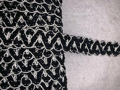 Lot 2 Yards Black White Chenille Non Stretch Gimp Sewing Upholstery Trim 3/4