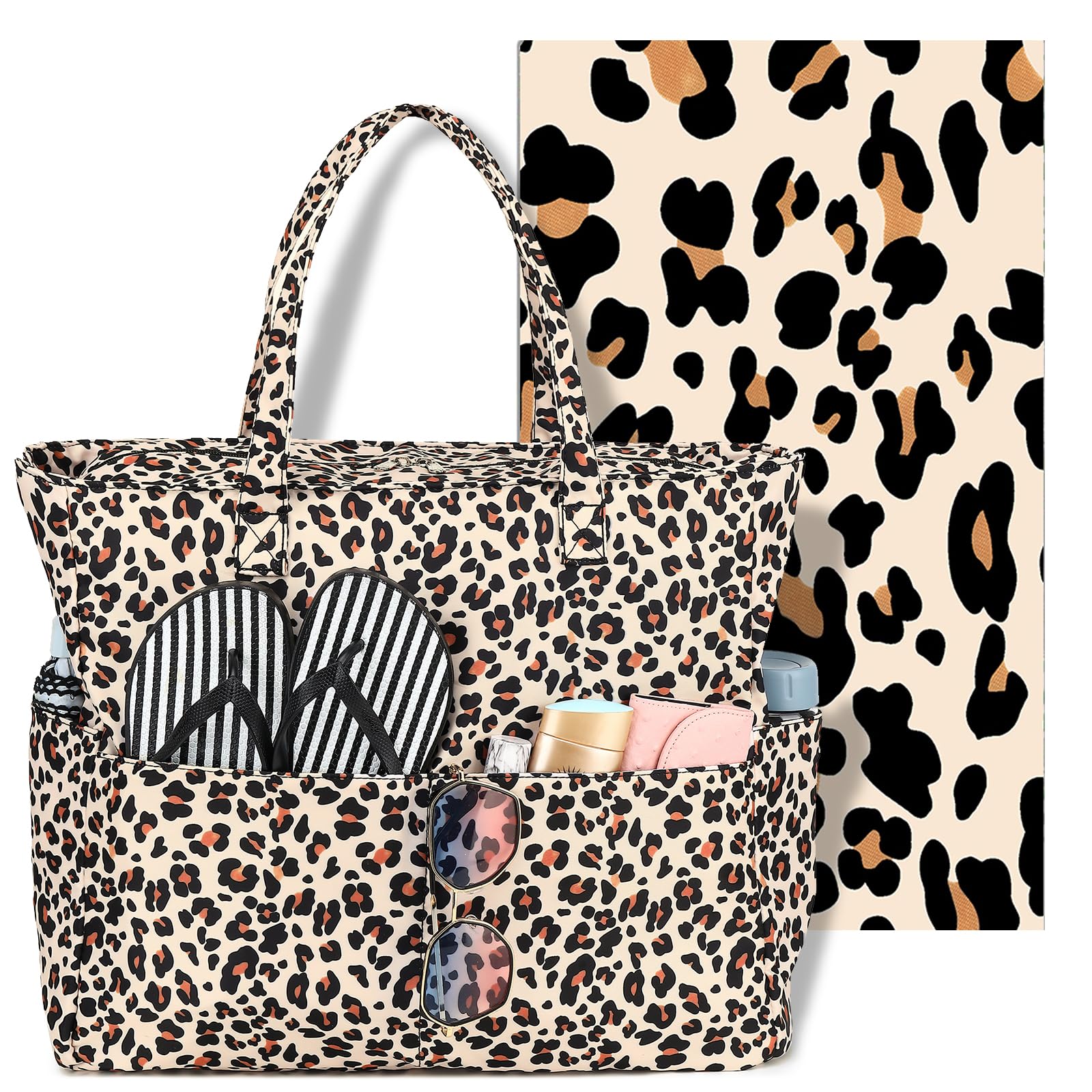 Bolsas de playa impermeables pack de 2 estilo leopardo muy espaciosas 8