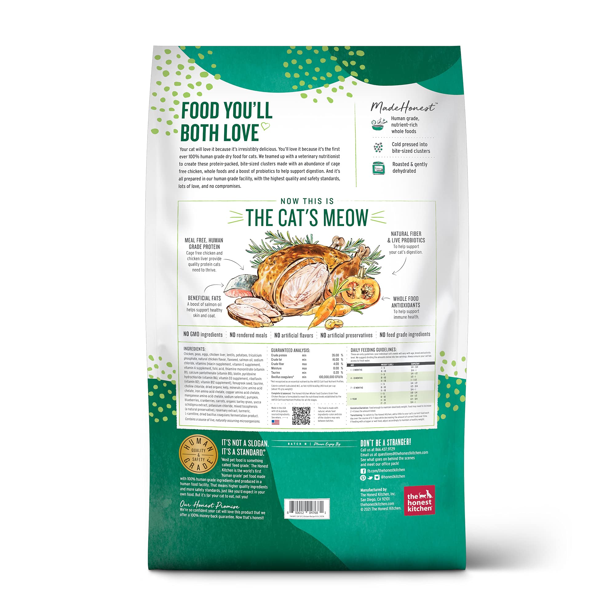 The Honest Kitchen Whole Food Clusters Grain Free Chicken Dry Cat Food, 10 lb Bag