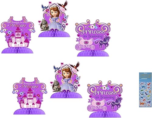 Unique Sofia The First Princess - Paquete de decoración para fiesta de cumpleaños, incluye 6 mini centros de mesa