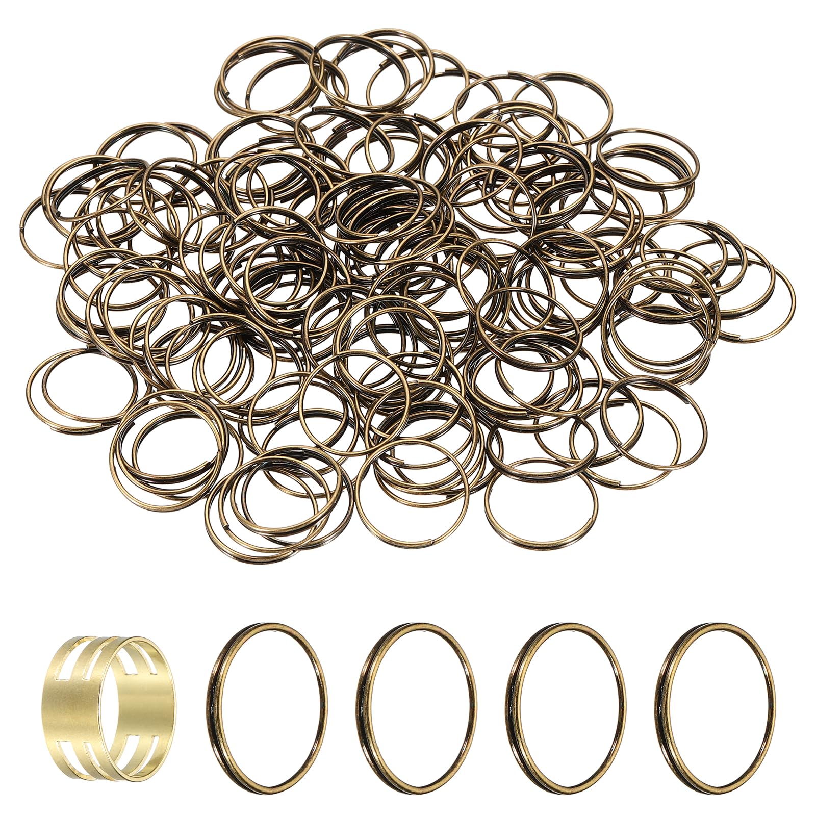 sourcing map 150pcs Mini Split Rings, 14mm 304 Stainless Steel Jump Ring Small Round Ring Clips Crystals Suncatcher for Fastening Chandelier Crystal Lamp Accessories, Bronze
