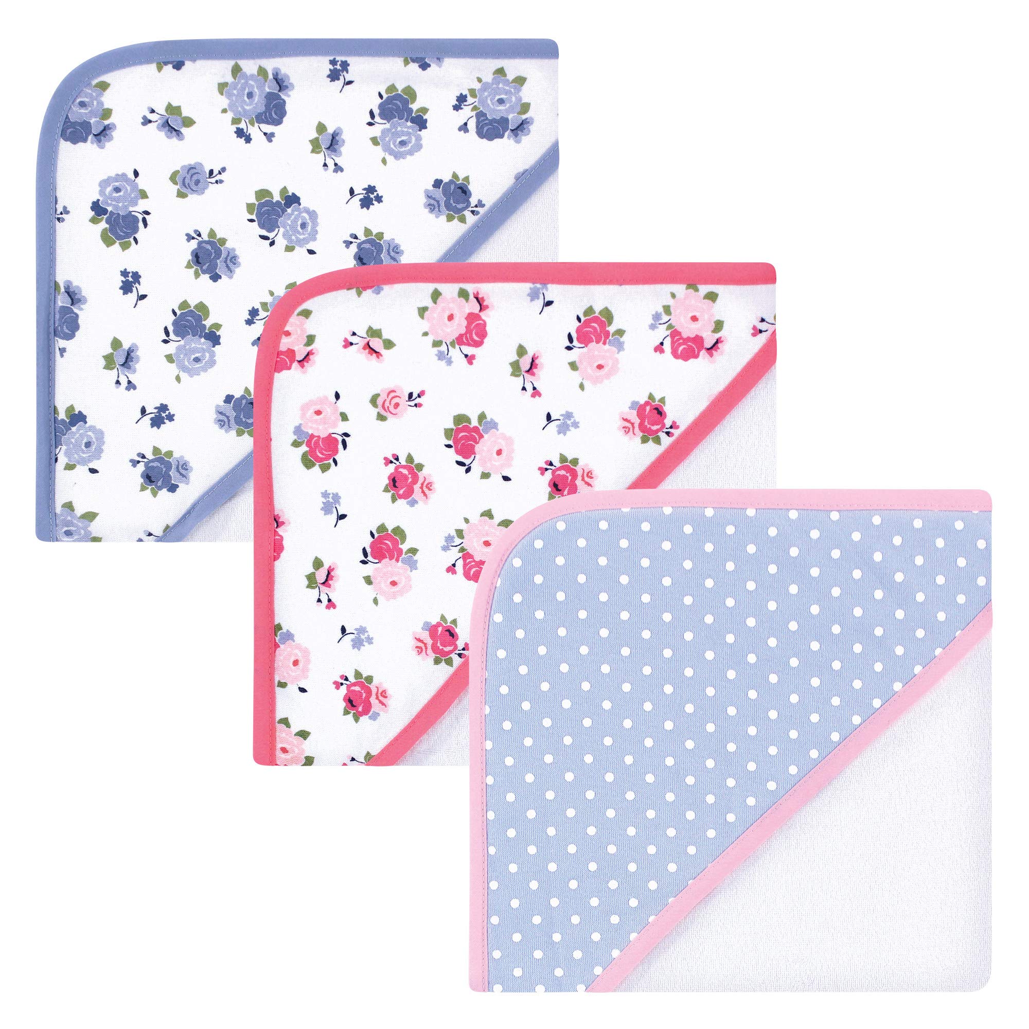 Luvable Friends Unisex Baby Baumwolle Frottee Kapuzenhandtuch, Blumenmuster, Einheitsgröße