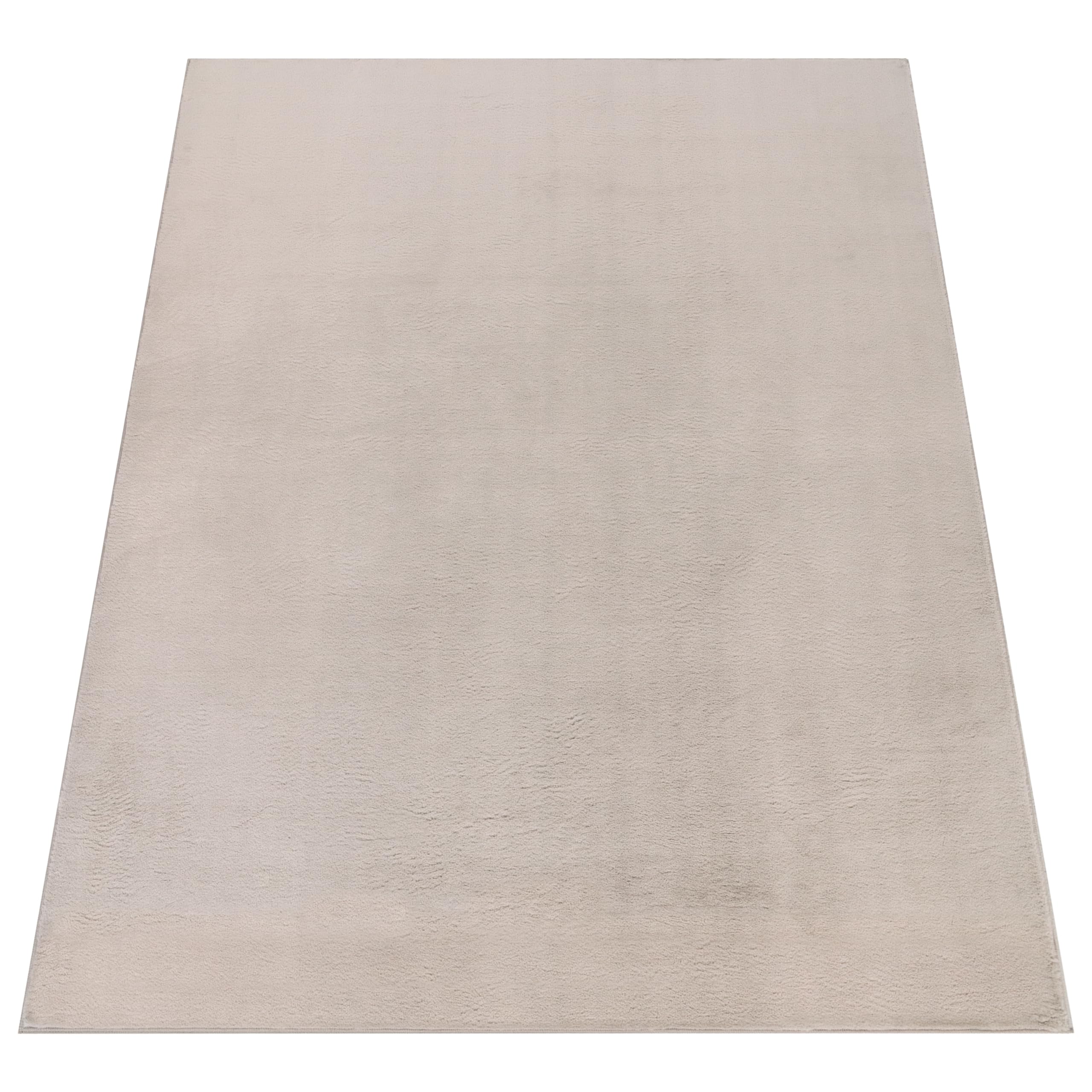 Paco Home Alfombra para Salón en Falsa Piel Suave Lavable Moderna Elegante Fácil de Limpiar Efecto Piel Uni Brillante Fluffy a Pelo Corto, tamaño:160x220 cm, Color:Beige