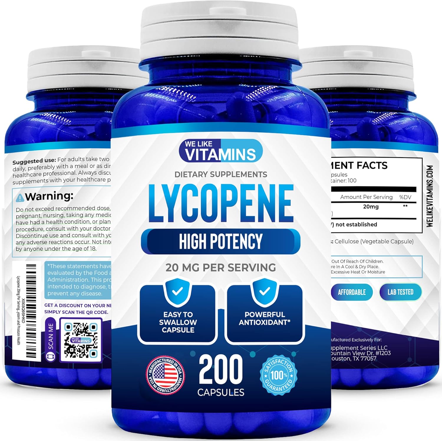 Lycopene 50mg 200 Capsules (Non GMO & Gluten Free) Lycopene