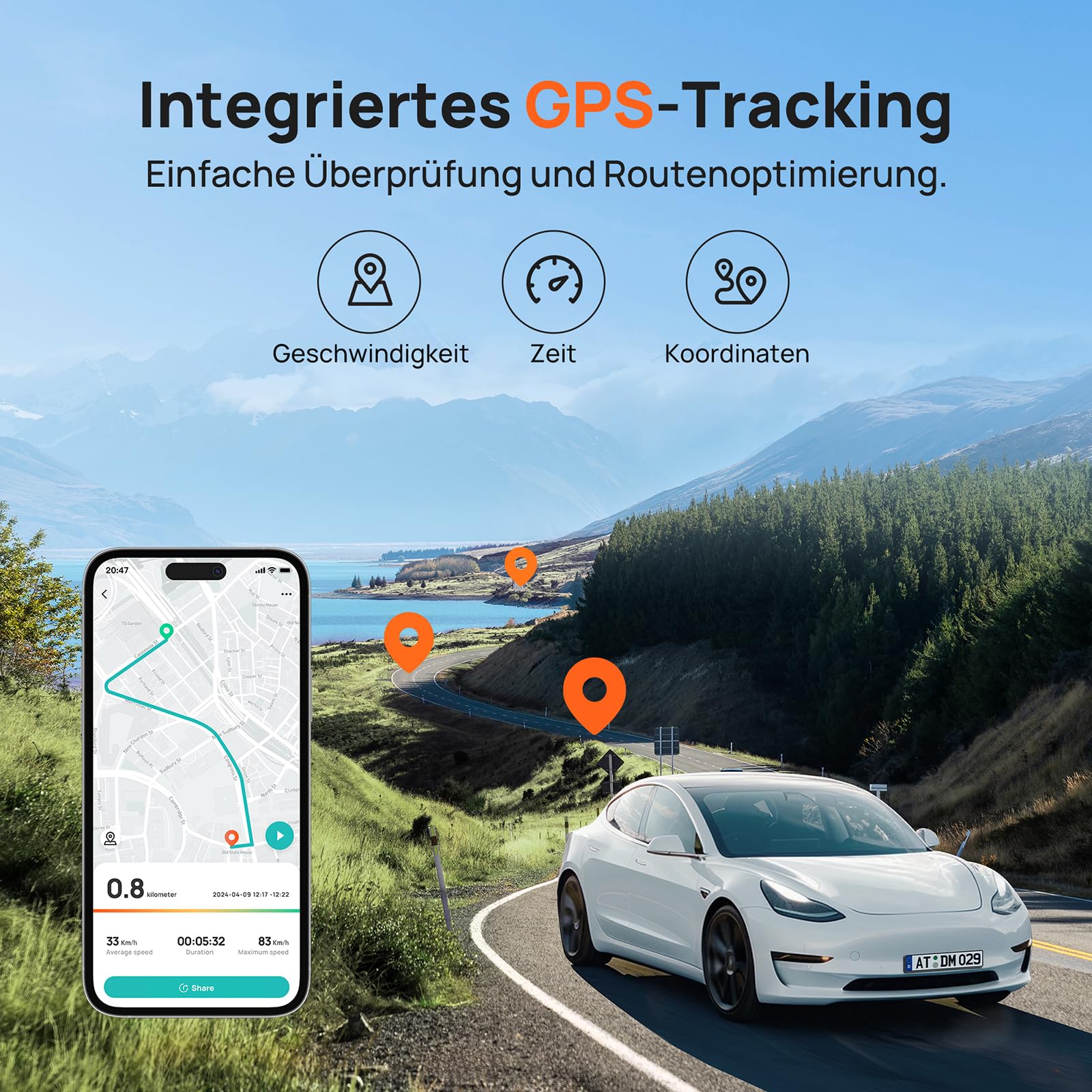 70mai A510 Dashcam 2.7K 1944P+1080P STARVIS 2 Dual HDR Nachtsicht, GPS, G-Sensor, ADAS, 64GB SD Karte