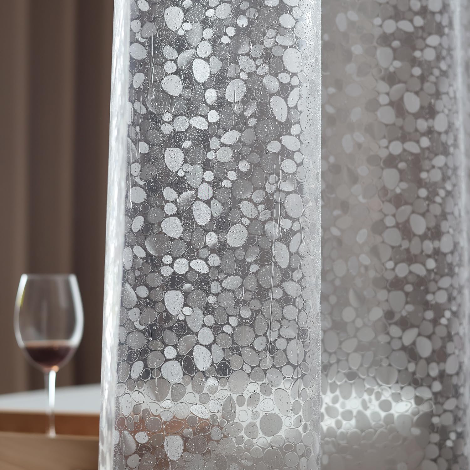 Shower Curtain Liner 75 Inches Long, 3D EVA Translucent Heavy Duty Weighted Vinyl Shower Liner with 3 Strong Magnets for Bathroom Spa Hotel, Pebble, 72x75 Inch