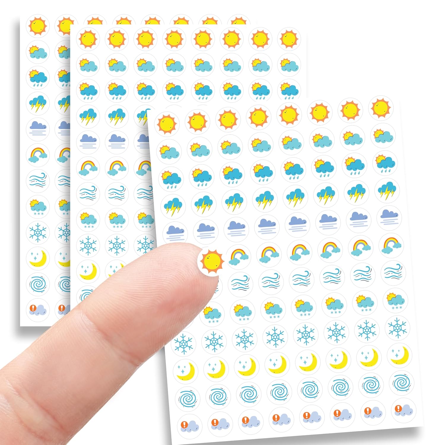 Weather Stickers for Planner, 288 Mini Vinyl Dot Stickers