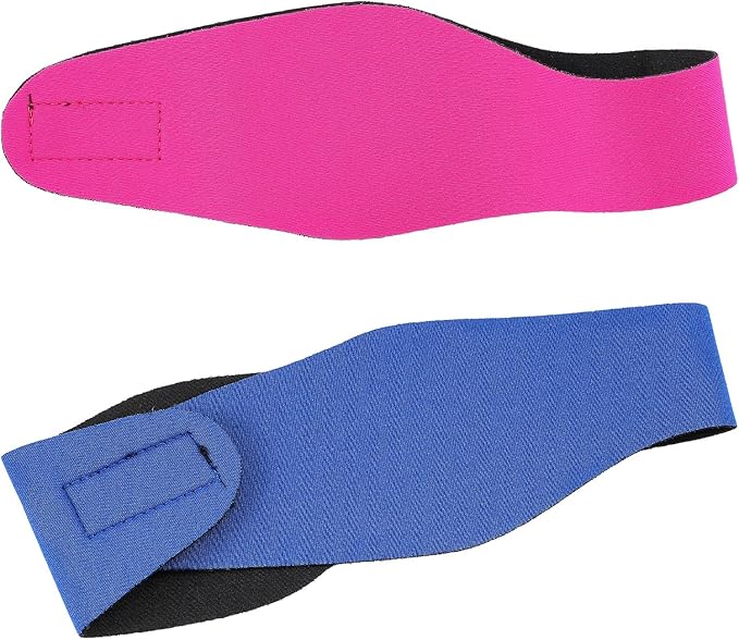 SSKHE Schwimm-Stirnband Für Kinder & Erwachsene - Wasserdicht, Verstellbar 60cm, Ohrenschutz Rosa/Weiß
