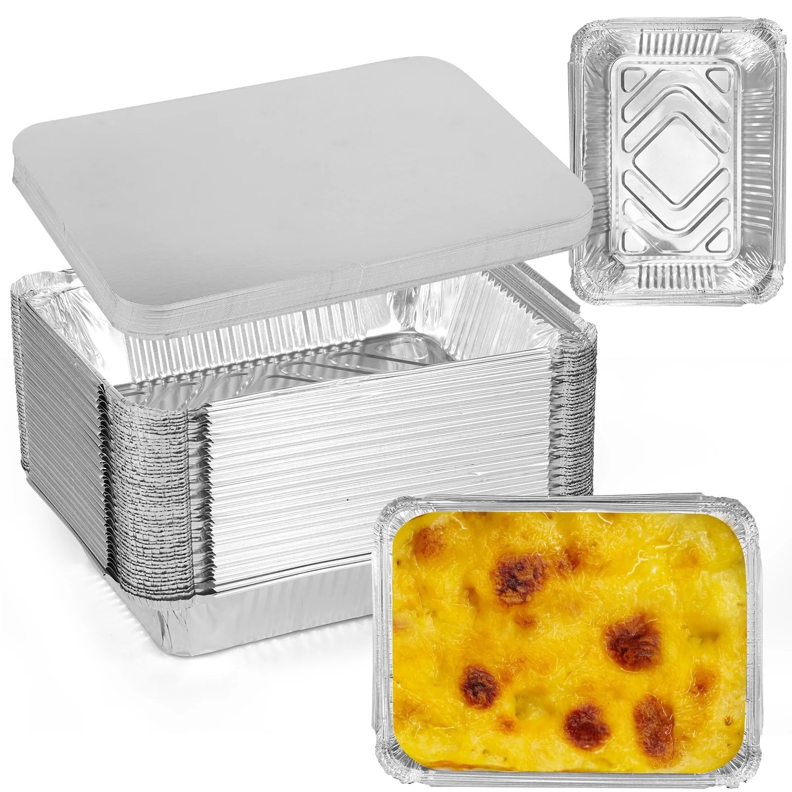 Jednorazowe naczynia kuchenne 50 sztuk patelnie z folii aluminiowej pokrywkami zagęszczony pojemnik na żywność taca do grillowania pudełka kuchenne narzędzie pieczenia gotowania pieczenie
