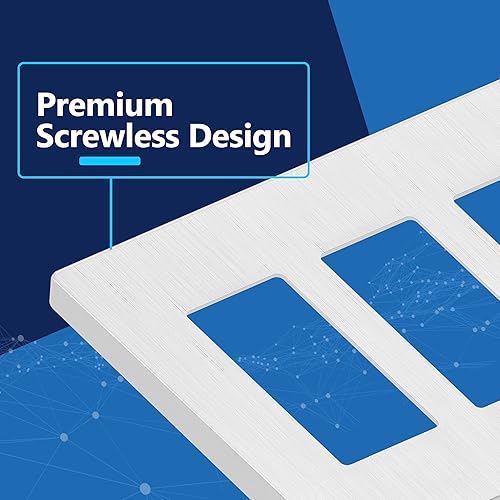 Miniatura 635 de LIDER - Cubierta decorativa de interruptor doble con acabado mate, placa de pared sin tornillos, tamaño mediano, 2 bandas, 4.88 x 4.92 pulgadas