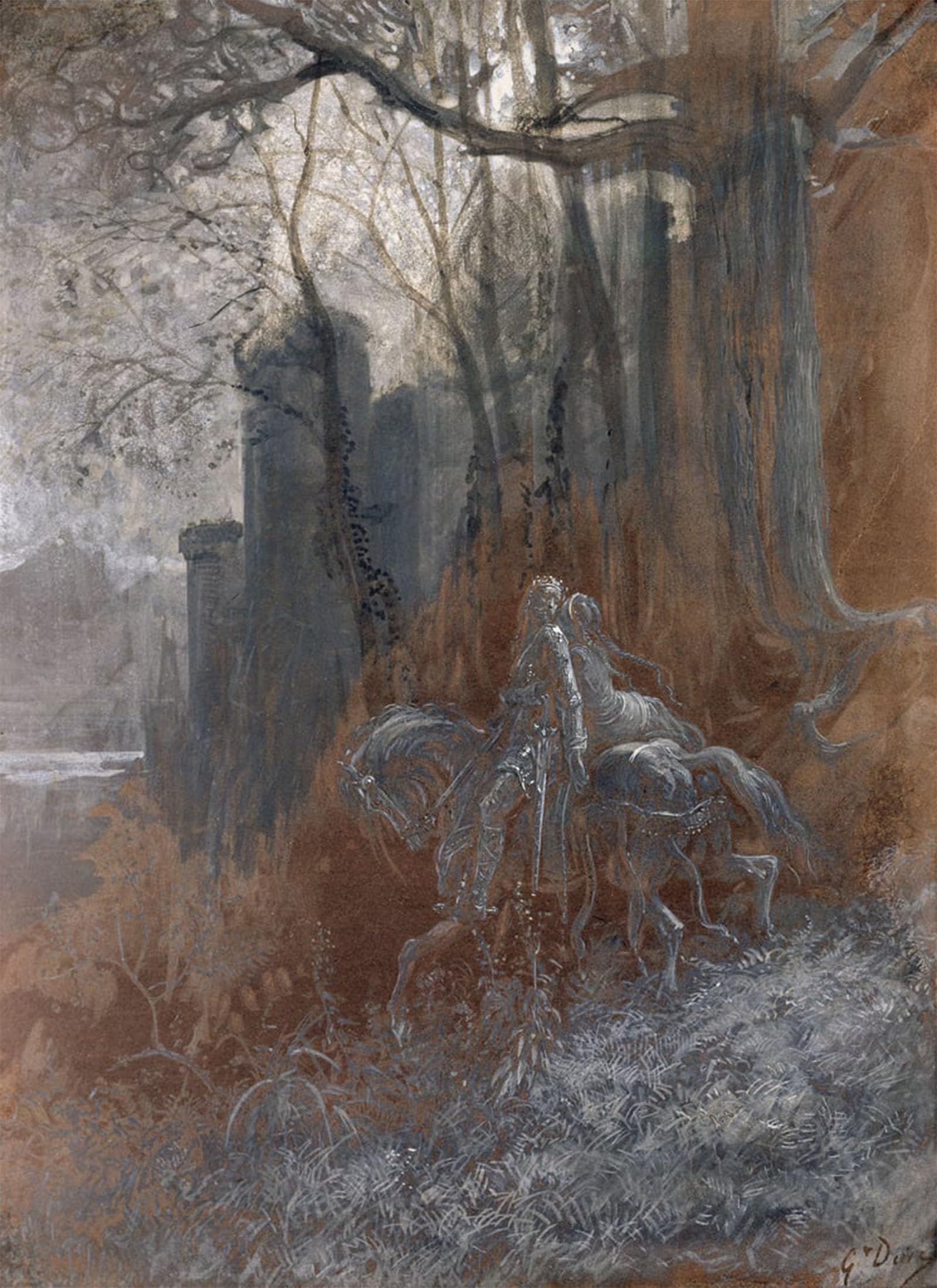 ARTXLXXBN Famous Print Painting Colorful Art Print Geraint and Enid Ride Away by Gustave Dore Canvas Art Decorations for Home Decor 60x90cm