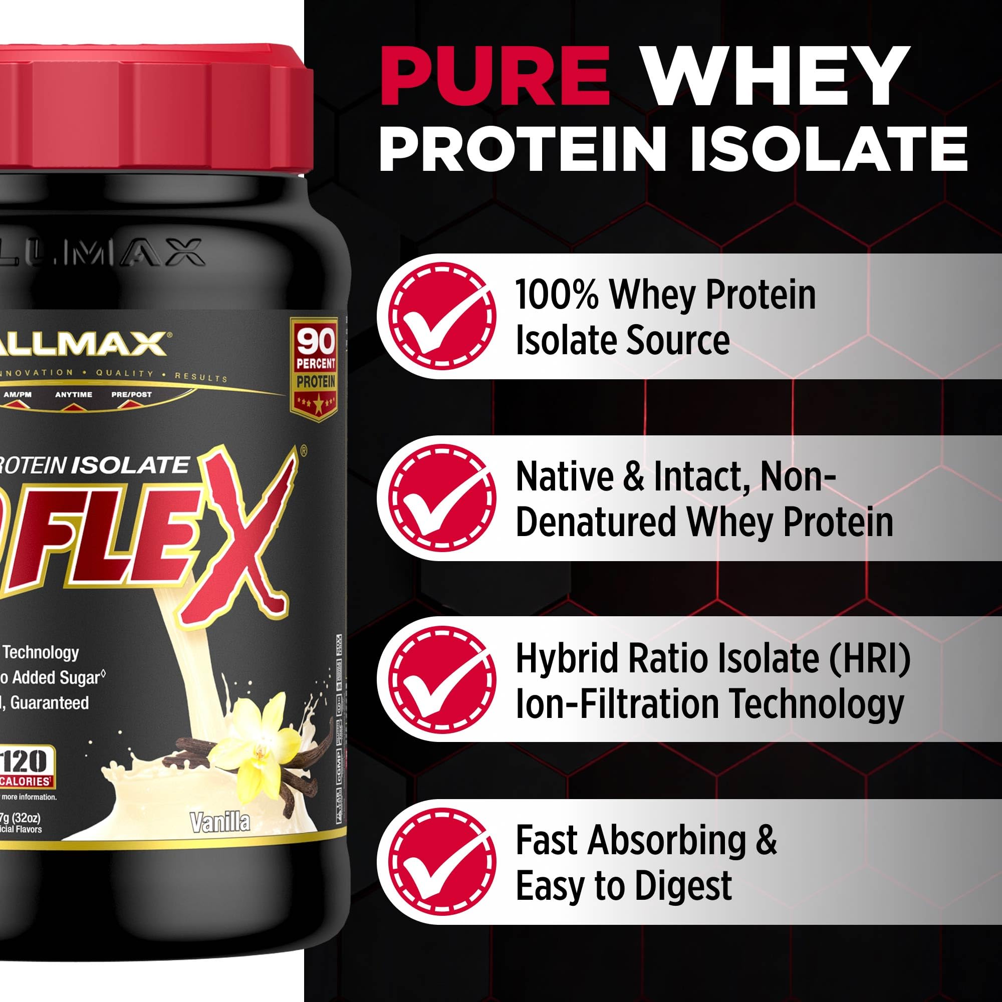 ALLMAX ISOFLEX Whey Protein Isolate, Vanilla, 2 lb — Amazon image 2