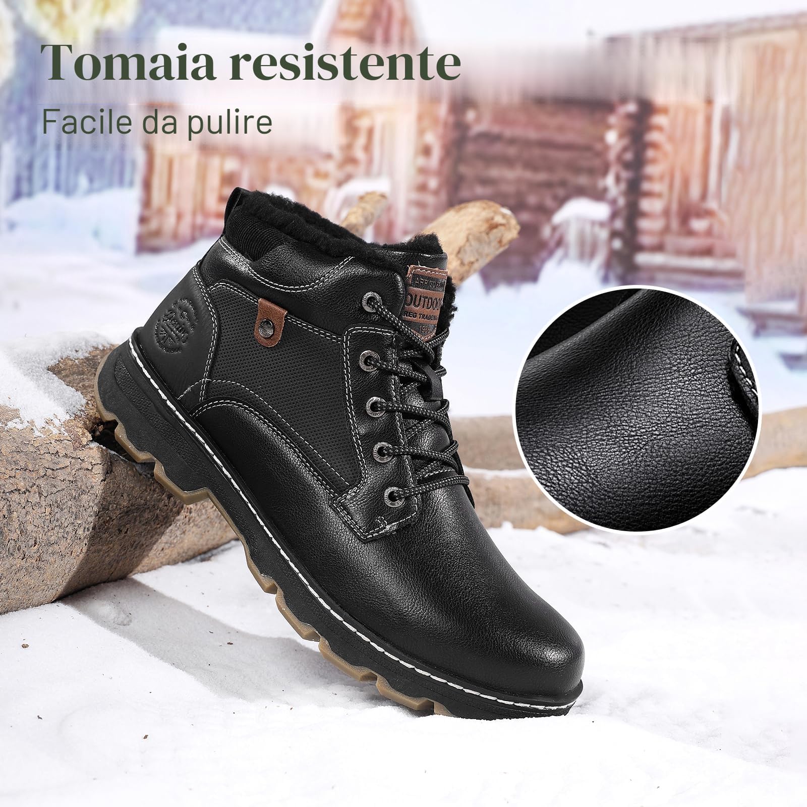 ARRIGO BELLO Stivali Uomo Invernali In Pelle Scarpe da Neve Calda Foderato Scarponcini Trekking Stivaletti Outdoor EU41-46